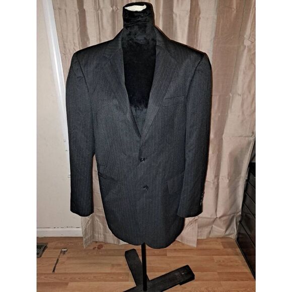 40L Van Heusen Suit Separates Black Pinstripe 2 Button Suit Jacket Sport Coat - Picture 1 of 4